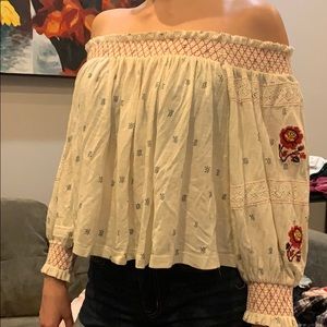 Free People Shoulder-less Blouse Size S
